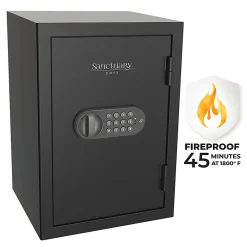 Sanctuary Onyx Fireproof Home And Office Safe With Electronic Lock, 1.34 Cu. Ft. Capacity, Matte Black