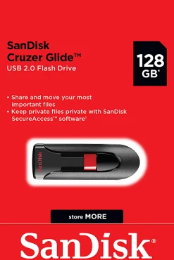 SanDisk Cruzer Glide™ USB 2.0 Flash Drive, 128GB, Black