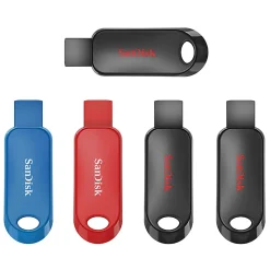 SanDisk Cruzer Snap™ USB 2.0 Flash Drives, Pack of 5, 32GB, Black, Red, Blue