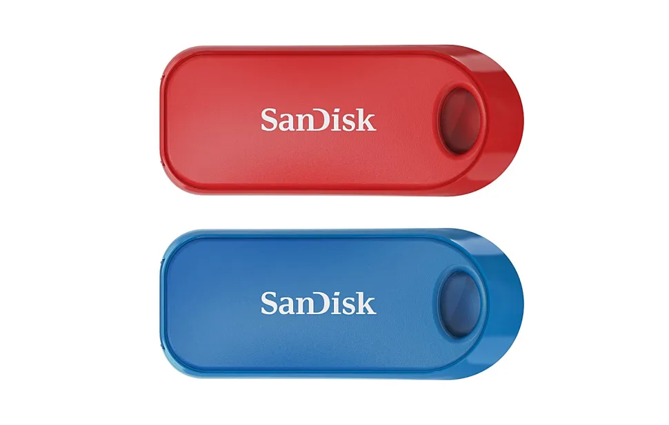 Sandisk Cruzer Snap USB Flash Drive Pack of 2, 32GB, Red and Blue