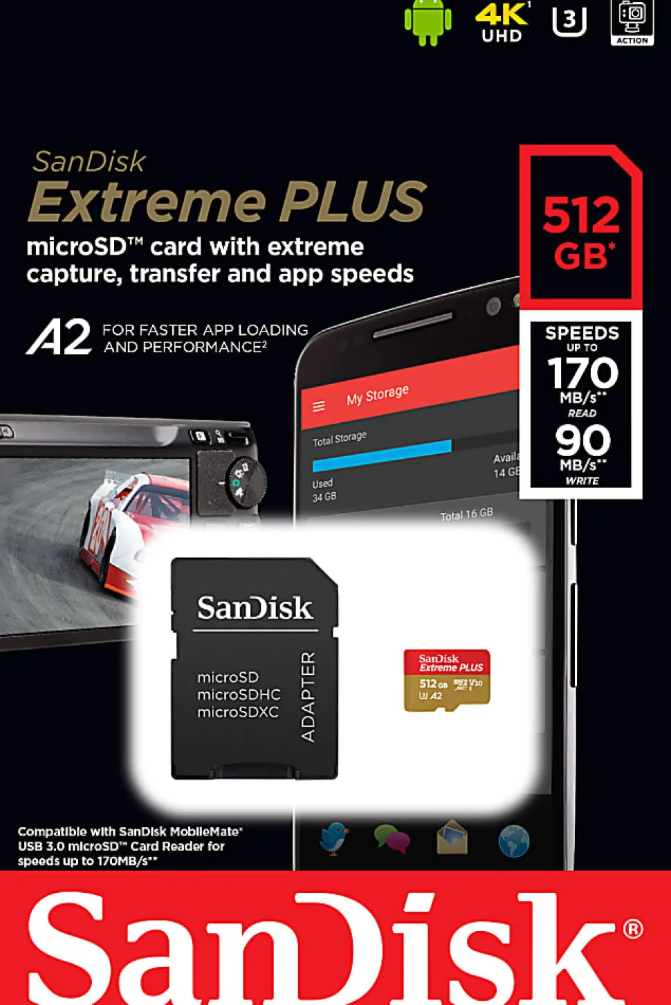 SanDisk® Extreme PLUS microSDXC Memory Card, 512GB