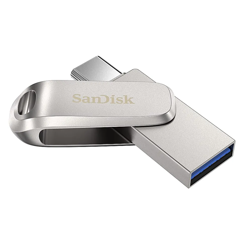 SanDisk® iXpand® Dual Drive USB-C Luxe Flash Drive, 128GB, Silver