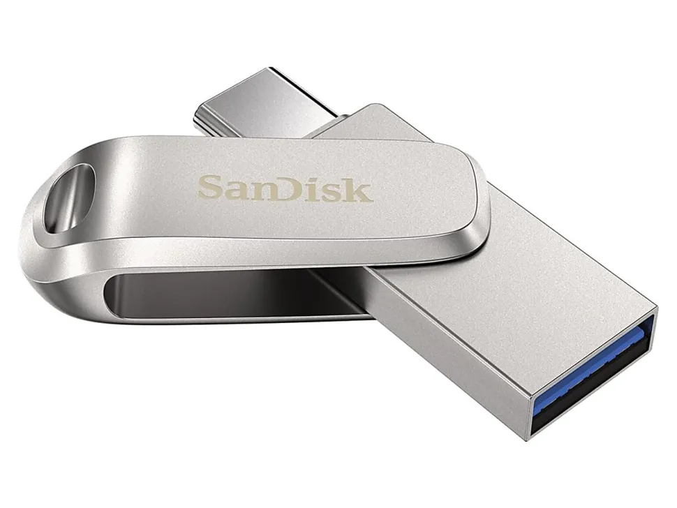 SanDisk® iXpand® Dual Drive USB-C Luxe Flash Drive, 128GB, Silver