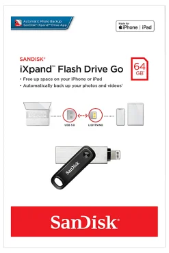 SanDisk® iXpand Mobile Storage Flash Drive, 128GB, Silver