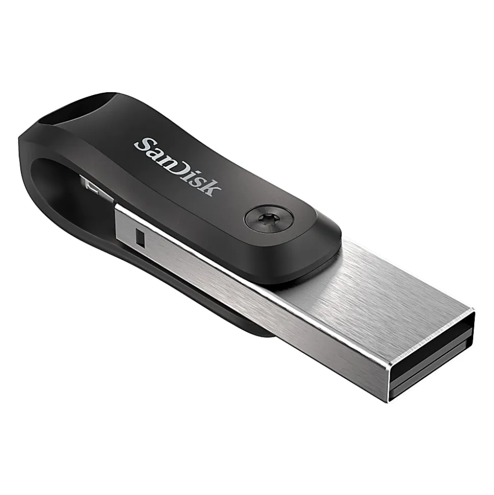 SanDisk® iXpand™ USB 3.0 Flash Drive Go, 256GB, Black/Silver