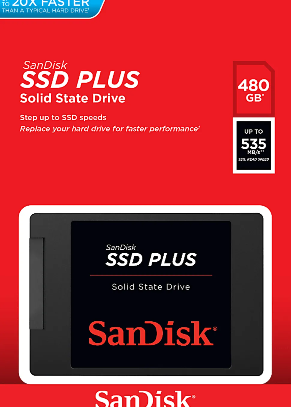 SanDisk® SSD PLUS Internal Solid State Drive, 480GB, Black