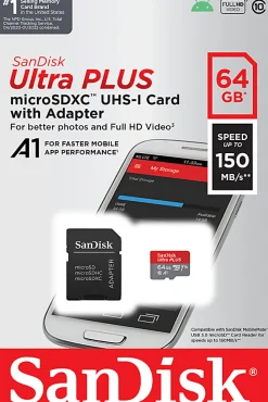 SanDisk Ultra® PLUS microSD™ Memory Card, 64GB