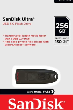 SanDisk Ultra® USB 3.0 Flash Drive, 256GB, Black