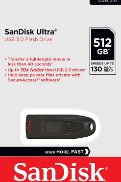 SanDisk Ultra® USB 3.0 Flash Drive, 512GB, Black