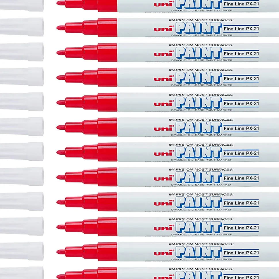 Sanford Uni Paint Markers, Fine Point, Red, Pack Of 12