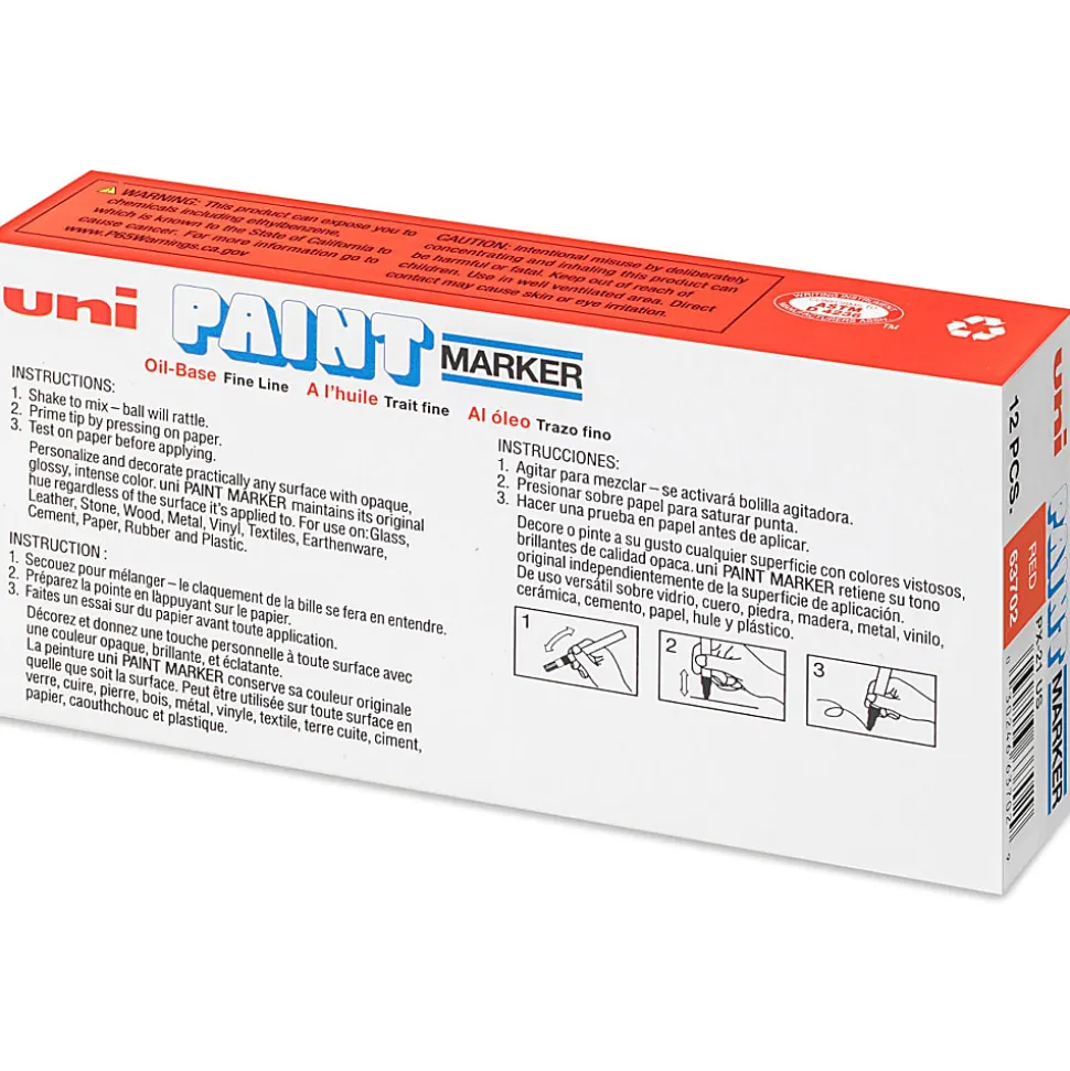 Sanford Uni Paint Markers, Fine Point, Red, Pack Of 12