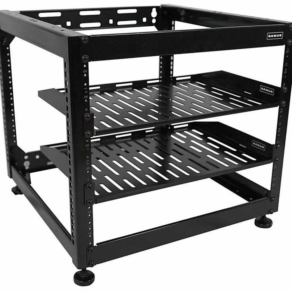 Sanus Component Series AV Rack - 10RU Open Frame Network Rack - 26in - Black - - CFR1610B1