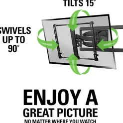 SANUS Full-Motion+ VLF628 Wall Mount for Flat Panel Display, TV - Black - 1 Display(s) Supported - 46" to 90" Screen Support - VLF628B1