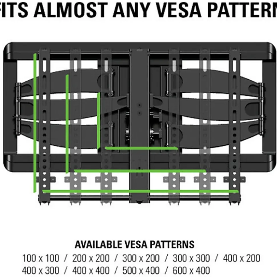 SANUS Full-Motion+ VLF628 Wall Mount for Flat Panel Display, TV - Black - 1 Display(s) Supported - 46" to 90" Screen Support - VLF628B1