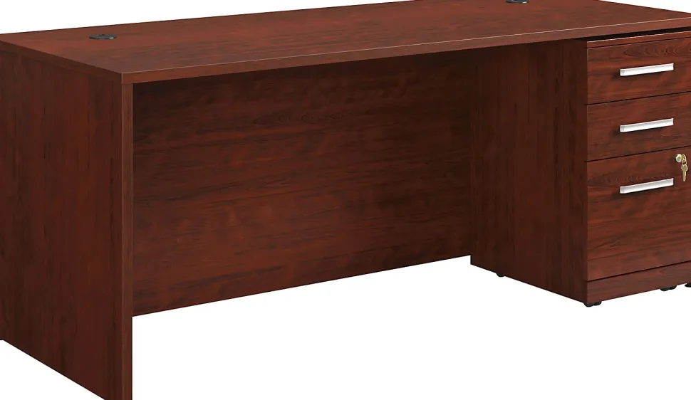 Sauder® Affirm Collection Executive Desk With 3-Drawer Mobile Pedestal File, 72"W x 30"D, Classic Cherry