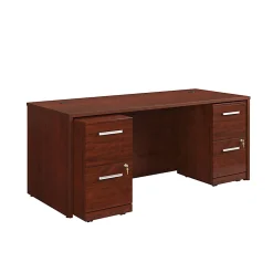 Sauder® Affirm Collection Executive Desk With Two 2-Drawer Mobile Pedestal Files, 72