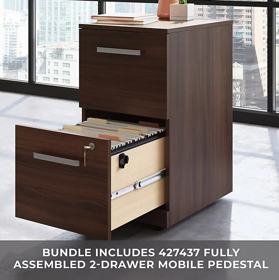 Sauder® Affirm 72"W Bowfront Desk With 2-Drawer Mobile Pedestal File, Noble Elm