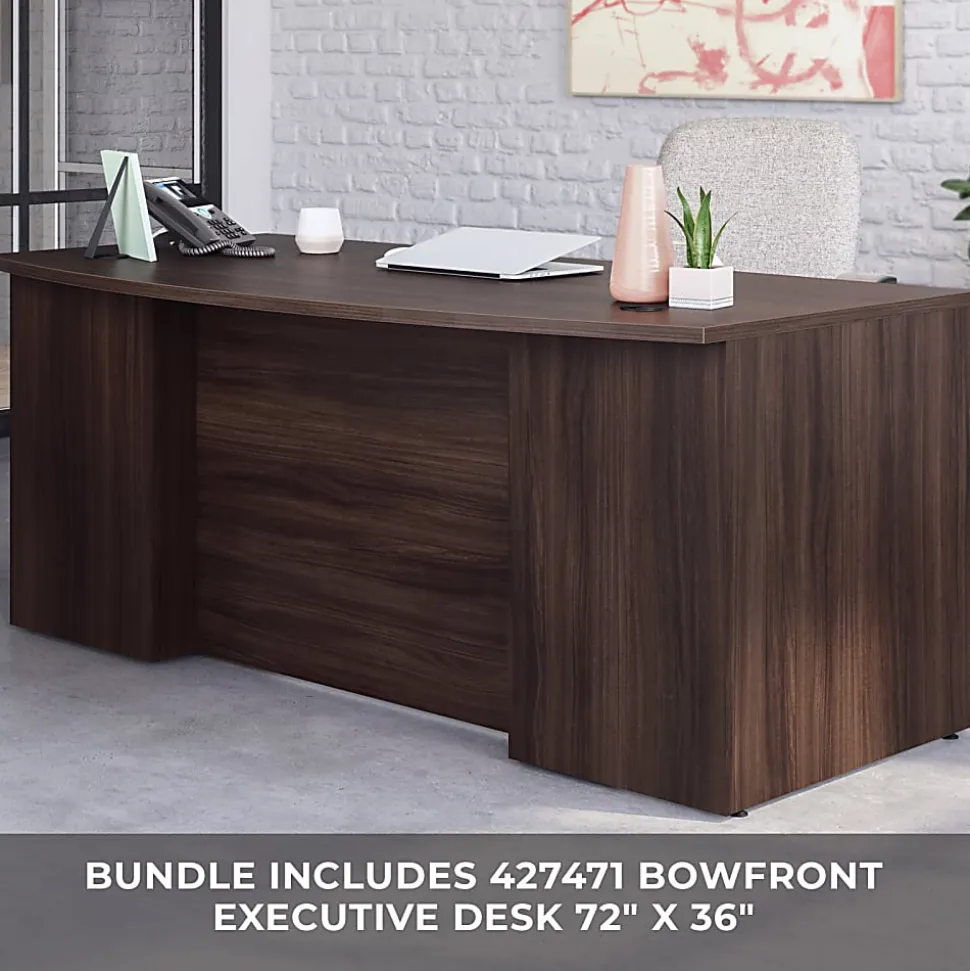 Sauder® Affirm 72"W Bowfront Desk With 2-Drawer Mobile Pedestal File, Noble Elm