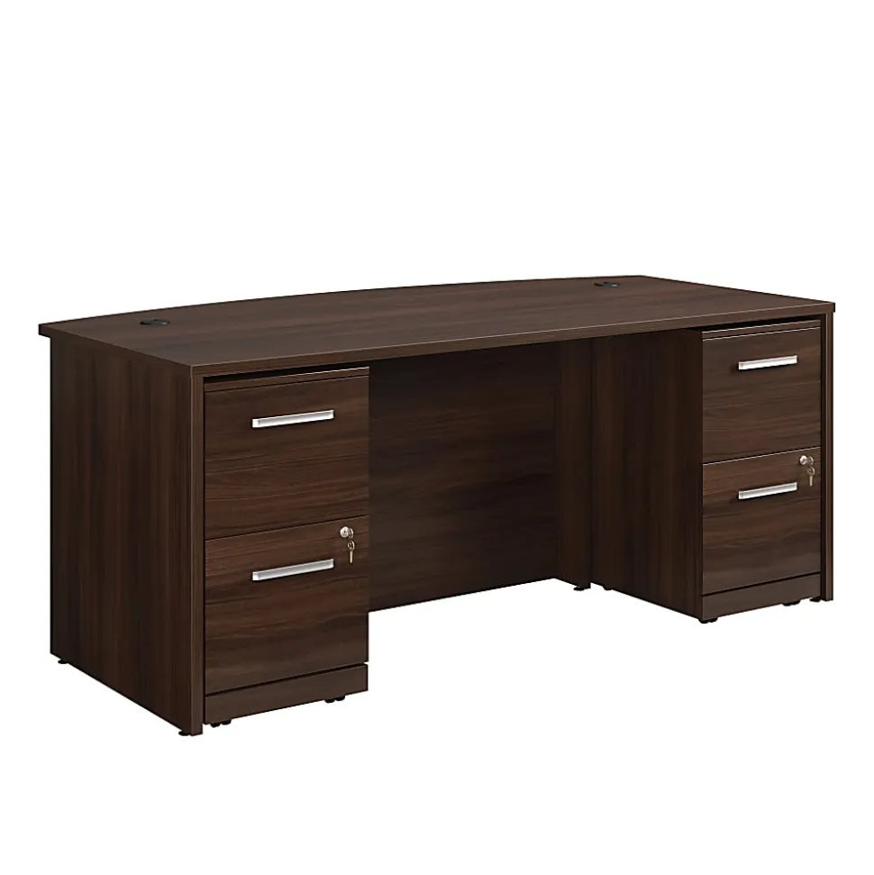 Sauder® Affirm 72"W Bowfront Desk With Two 2-Drawer Mobile Pedestal Files, 29-1/4”H x 72”W x 36”D, Noble Elm