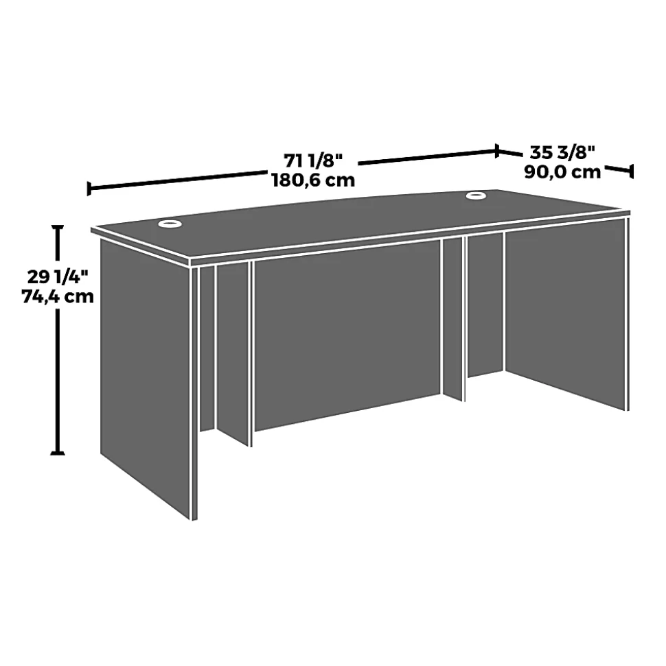 Sauder® Affirm 72"W Bowfront Desk With Two 2-Drawer Mobile Pedestal Files, 29-1/4”H x 72”W x 36”D, Noble Elm