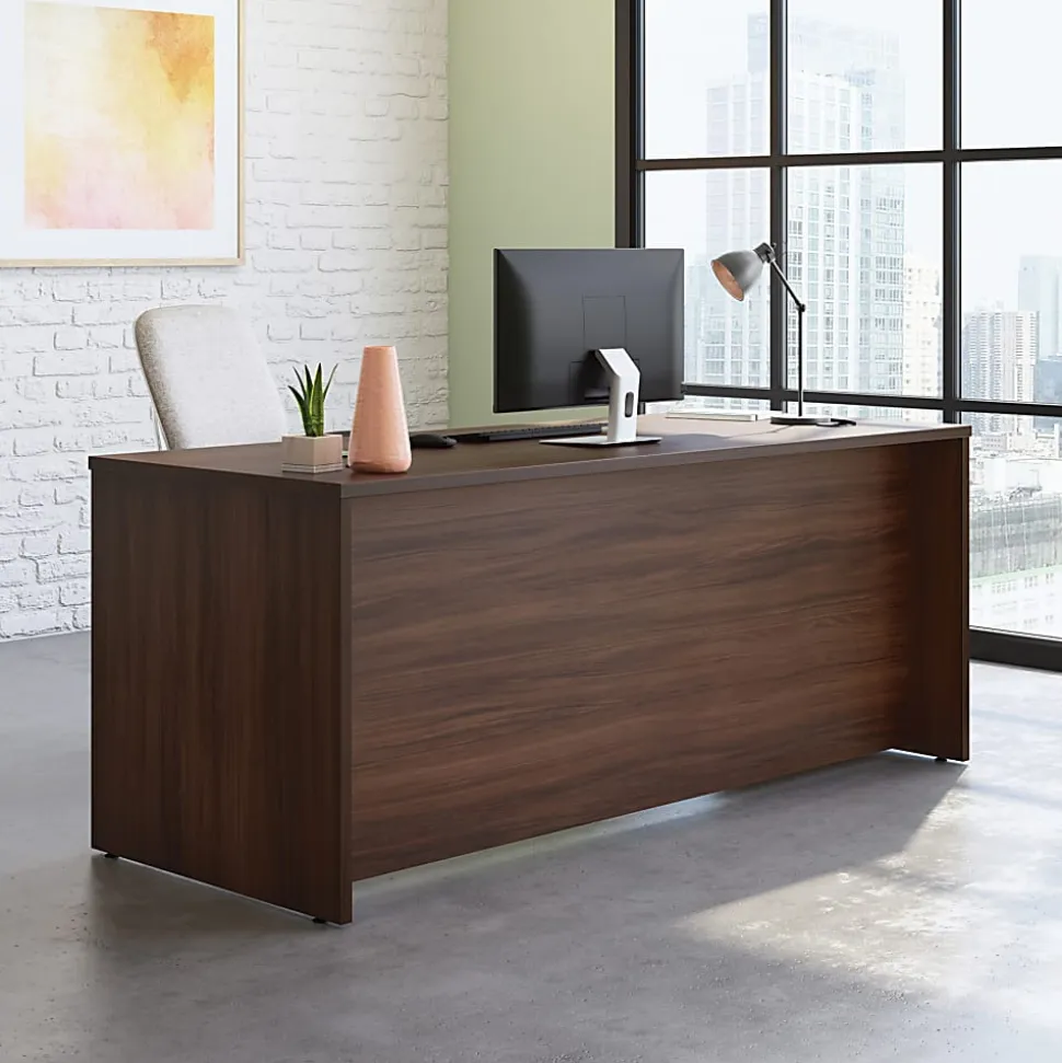 Sauder® Affirm 72"W Desk With 2-Drawer Locking Lateral File, 72" x 30", Noble Elm