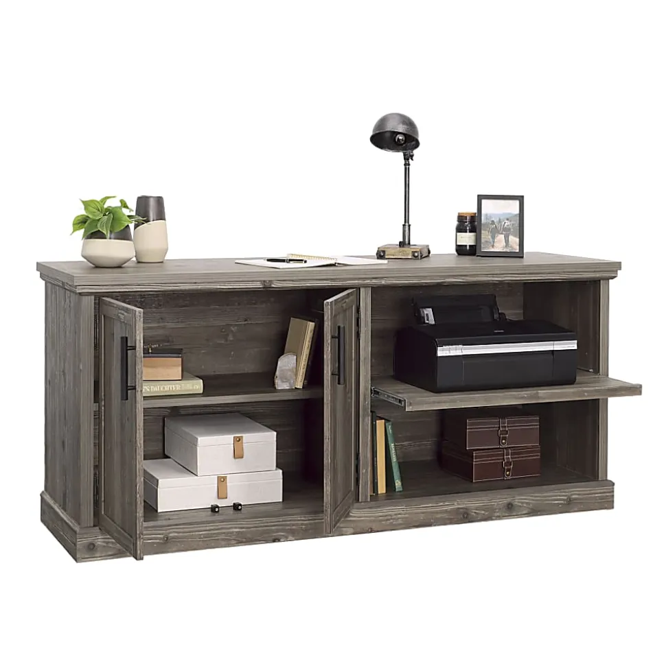 Sauder® Aspen Post 65"W Credenza Computer Desk, Pebble Pine