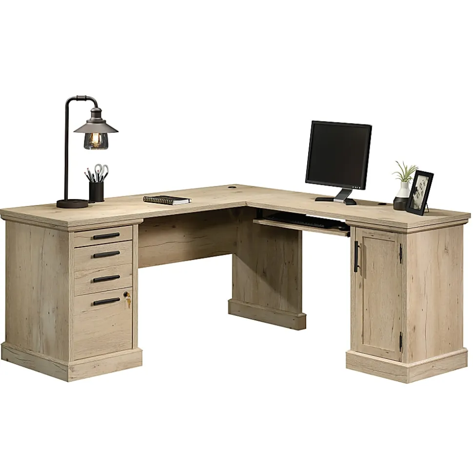 Sauder® Aspen Post 65"W L-Shaped Corner Desk, Prime Oak