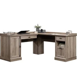 Sauder® Barrister Lane 69"W L-Shaped Computer Desk, Salt Oak