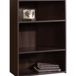 SauderĀ® Beginnings 35 5/16"H 3-Shelf Transitional Bookcase, Red/Dark Finish, Standard Delivery