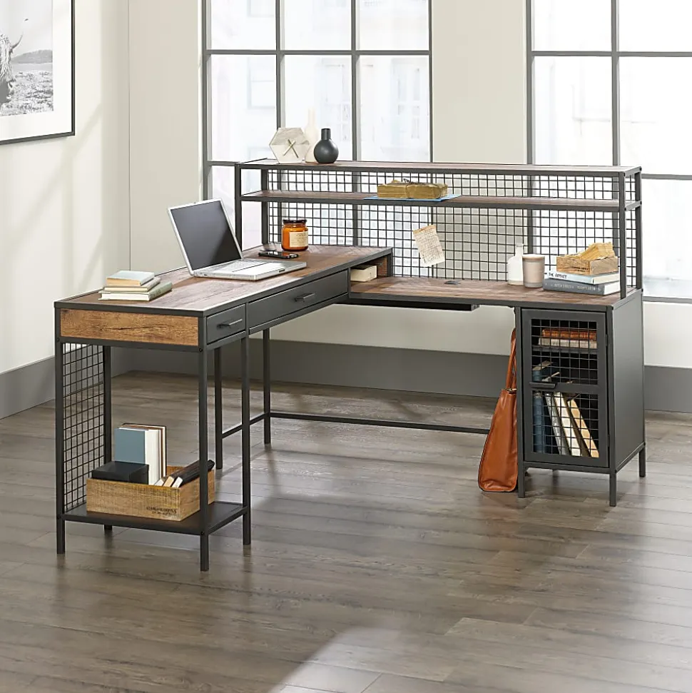 Sauder® Boulevard Café® 61"W L-Shaped Computer Desk, Vintage Oak