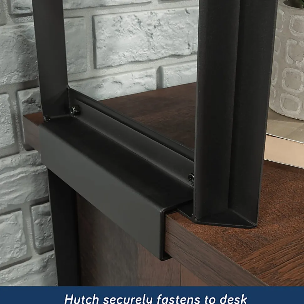 Sauder® Briarbrook 60”W Computer Desk With Hutch, Barrel Oak® Finish/Black Frame
