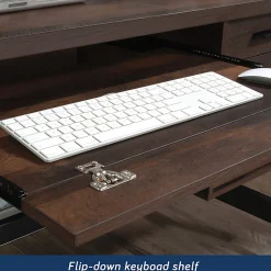 Sauder® Briarbrook 60”W Computer Desk With Hutch, Barrel Oak® Finish/Black Frame