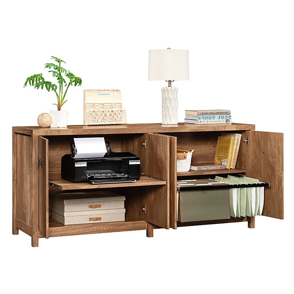 Sauder® Cannery Bridge 66"W Credenza Computer Desk With Filing And Printer Shelf, Sindoori Mango®