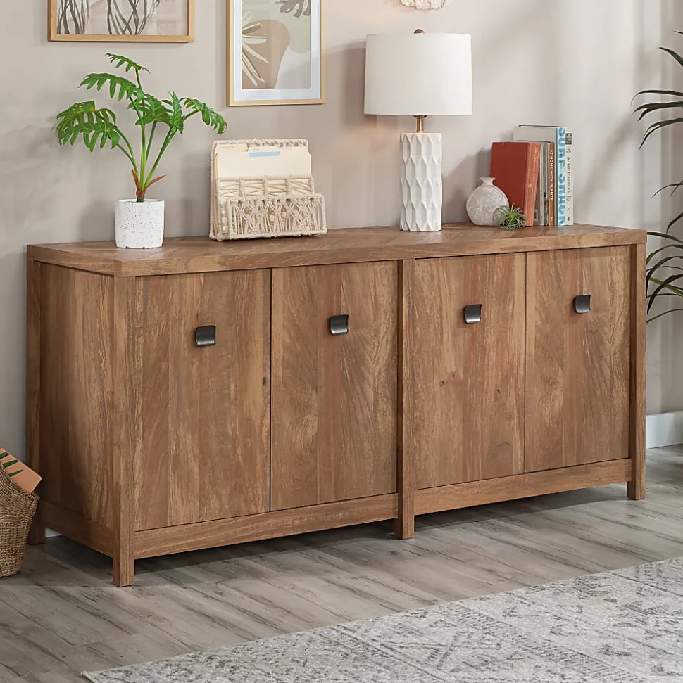 Sauder® Cannery Bridge 66"W Credenza Computer Desk With Filing And Printer Shelf, Sindoori Mango®