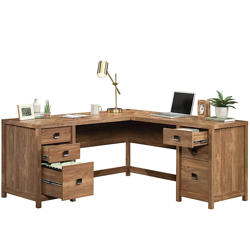 Sauder® Cannery Bridge 66"W Executive L-Computer Desk, Sindoori Mango®