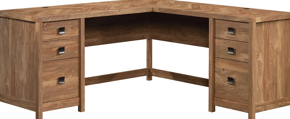 Sauder® Cannery Bridge 66"W Executive L-Computer Desk, Sindoori Mango®