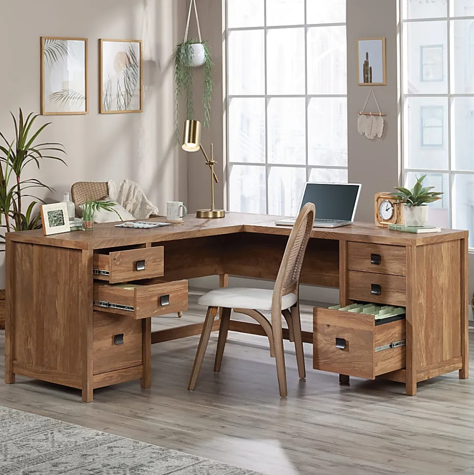 Sauder® Cannery Bridge 66"W Executive L-Computer Desk, Sindoori Mango®