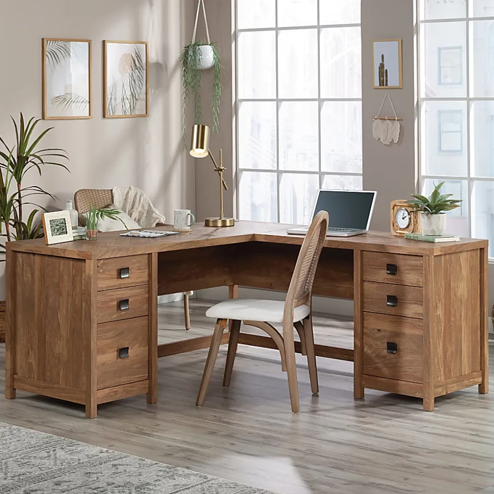 Sauder® Cannery Bridge 66"W Executive L-Computer Desk, Sindoori Mango®