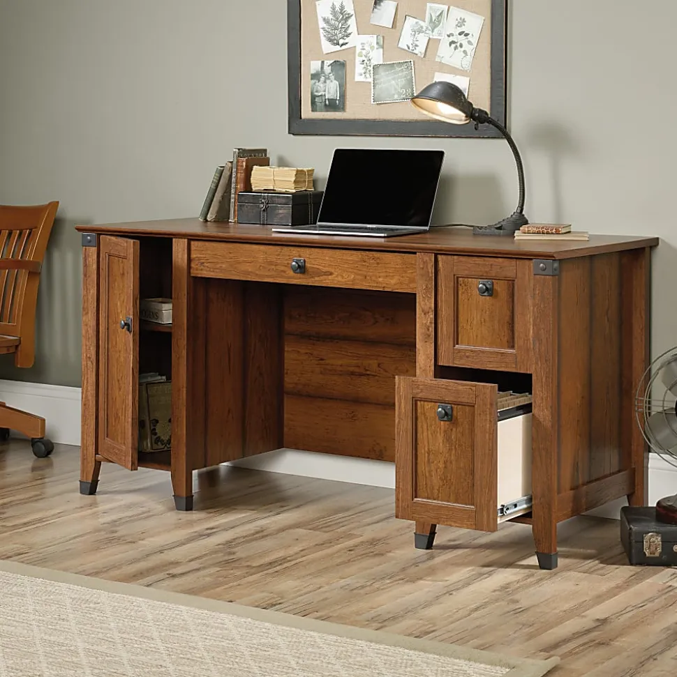 Sauder® Carson Forge 60"W Computer Desk, Washington Cherry
