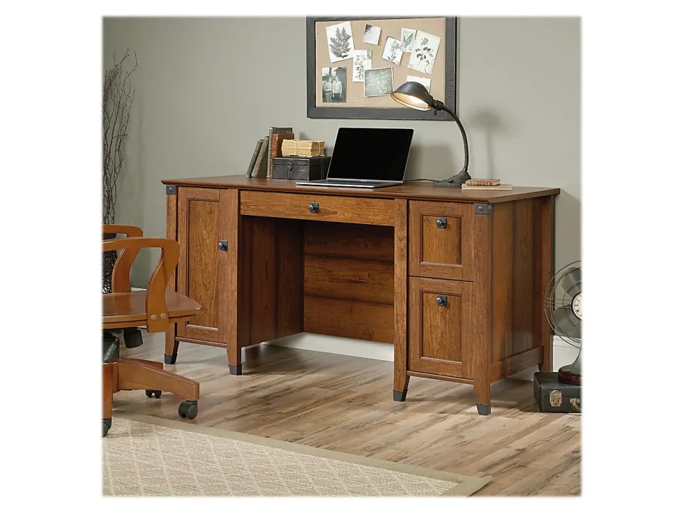 Sauder® Carson Forge 60"W Computer Desk, Washington Cherry