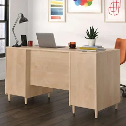 SauderĀ® Clifford Place 59"W Double-Pedestal Executive Computer Desk, Natural Maple