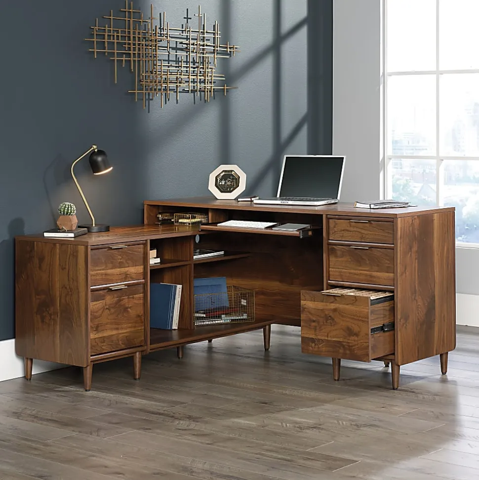 Sauder® Clifford Place 59"W L-Shaped Corner Desk, Grand Walnut
