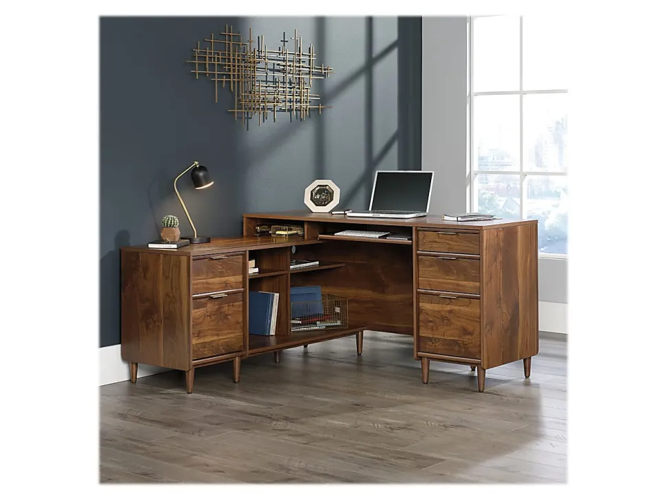 Sauder® Clifford Place 59"W L-Shaped Corner Desk, Grand Walnut