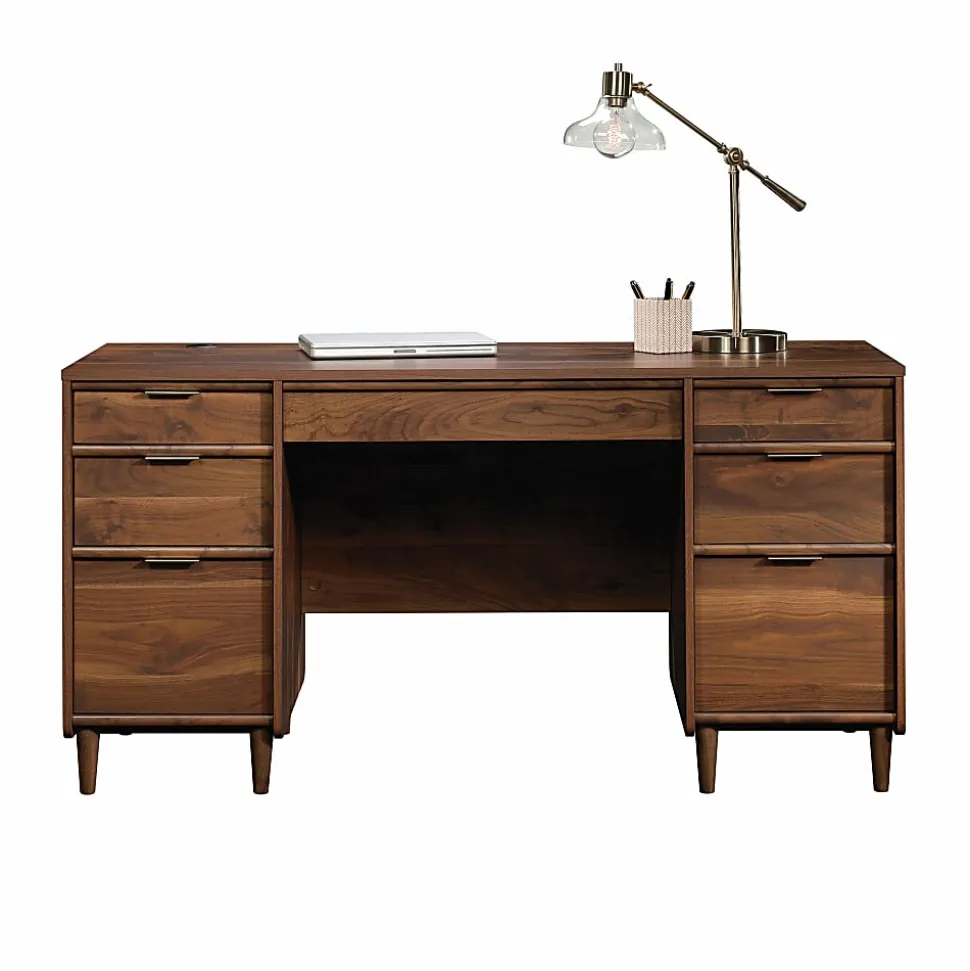 Sauder® Clifford Place 59"W Mid-Century Executive Computer Desk, Grand Walnut