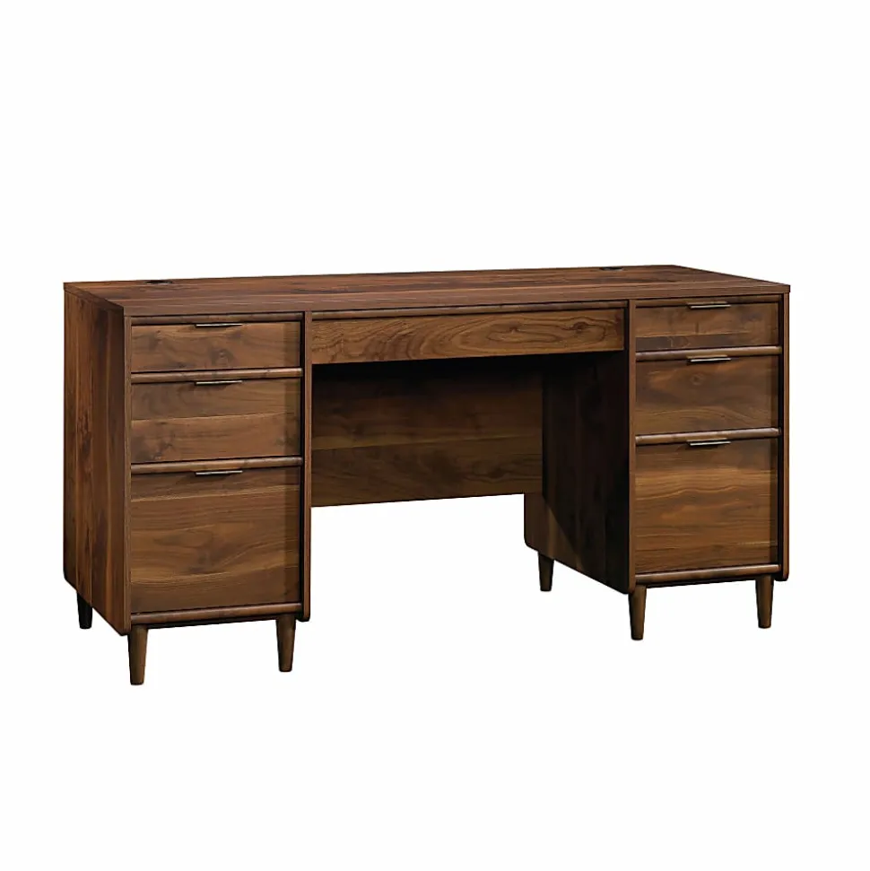 Sauder® Clifford Place 59"W Mid-Century Executive Computer Desk, Grand Walnut