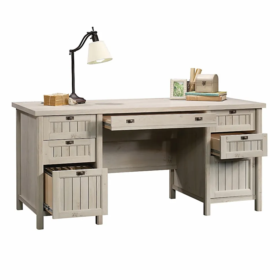 Sauder® Costa 66"W Executive Computer Desk, Chalked Chestnut