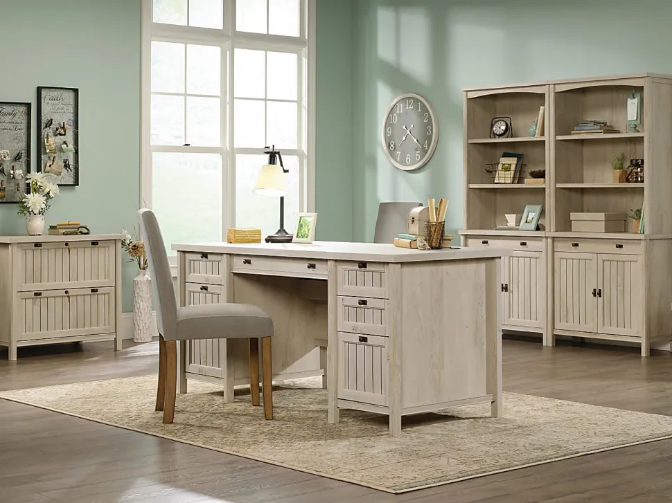Sauder® Costa 66"W Executive Computer Desk, Chalked Chestnut