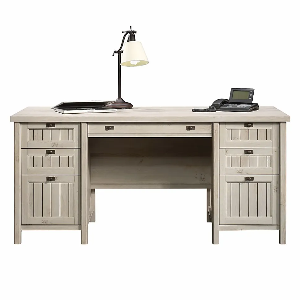 Sauder® Costa 66"W Executive Computer Desk, Chalked Chestnut