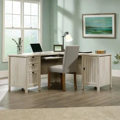 SauderĀ® Costa 65"W L-Shaped Corner Desk, Chalked Chestnut