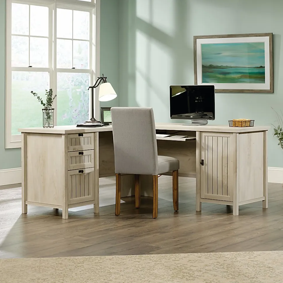 Sauder® Costa 65"W L-Shaped Corner Desk, Chalked Chestnut